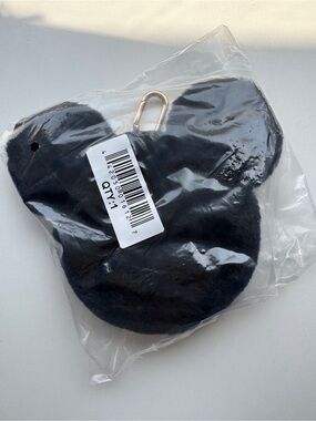 Mickey Mouse Black Faux Fur pouch keychain - New in packaging